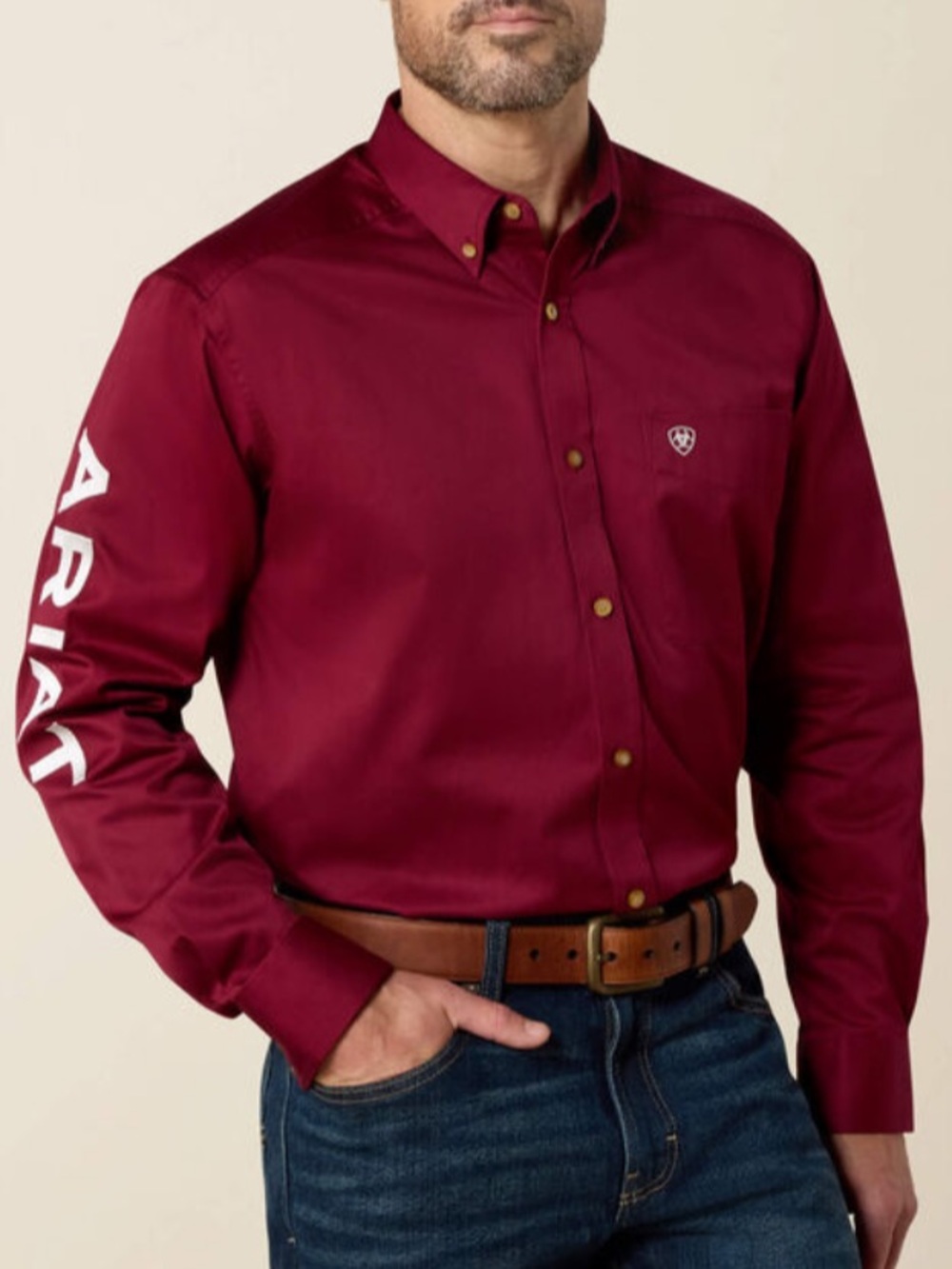 Ariat Burgundy Long-Sleeve Team Logo Button-Down Shirt